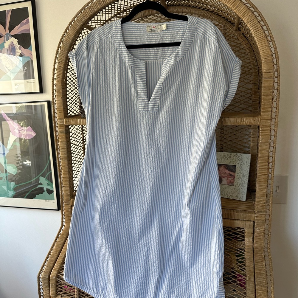 Vineyard Vines Blue and White Striped Dress with Belt